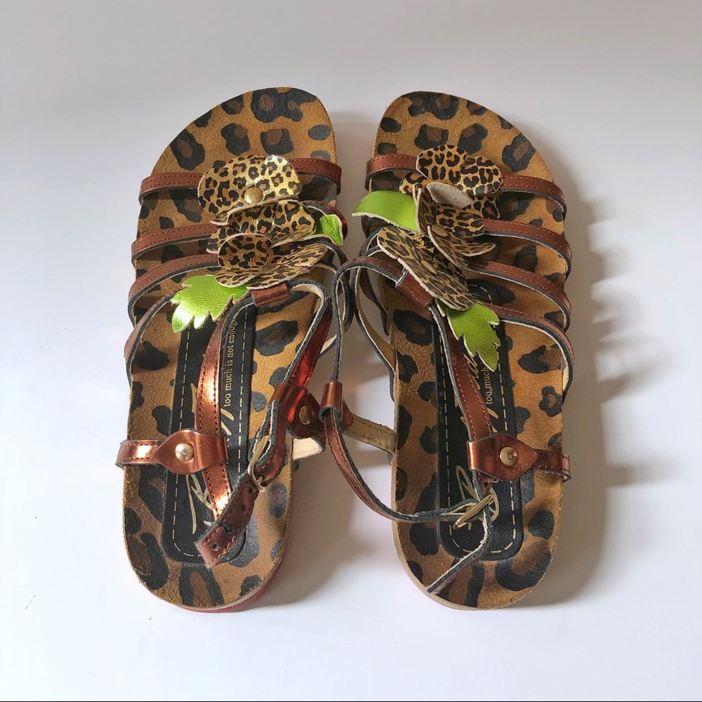 Funky Leopard Print Sandals Sz 7